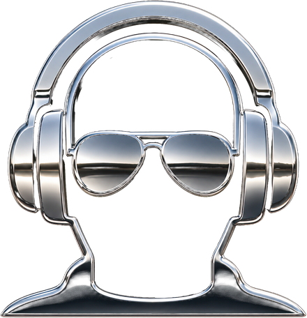 Rob & The Robot Band logo — chrome headphones and aviators